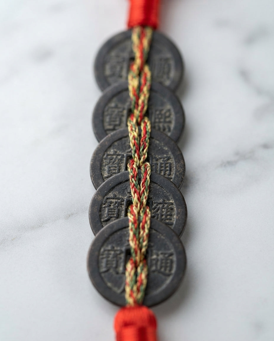 Chinese Taoist Feng Shui Peach Wood Gourd Black Five Emperor Coins Charm – Protection, Wealth Luck, Negative Energy Balance & Obstacle Clearing Amulet