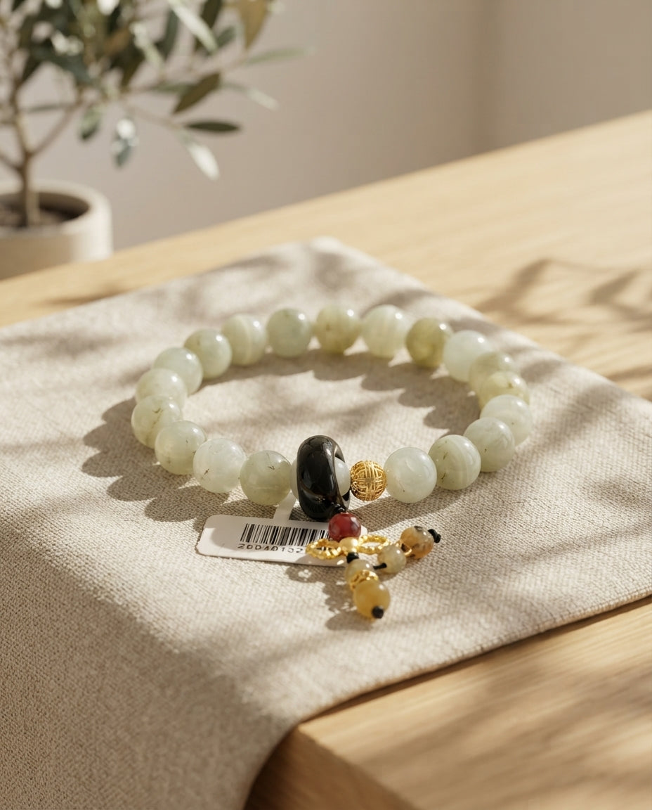 Jade & Vajra Crystal Bracelet – Feng Shui Inspired Bracelet for Good Fortune, Harmony & Positive Energy