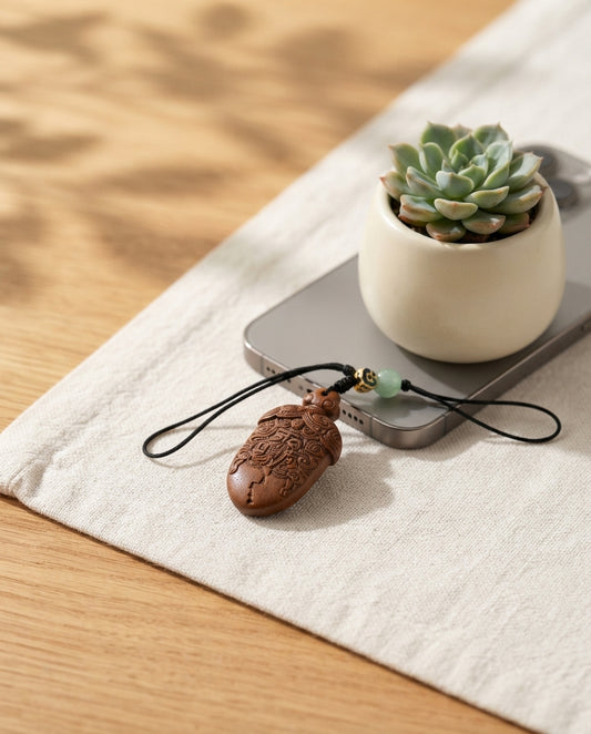 Lightning-Struck Jujube Wood Blessing Pendant – Traditional Chinese Wooden Charm for Peace, Balance & Positive Energy