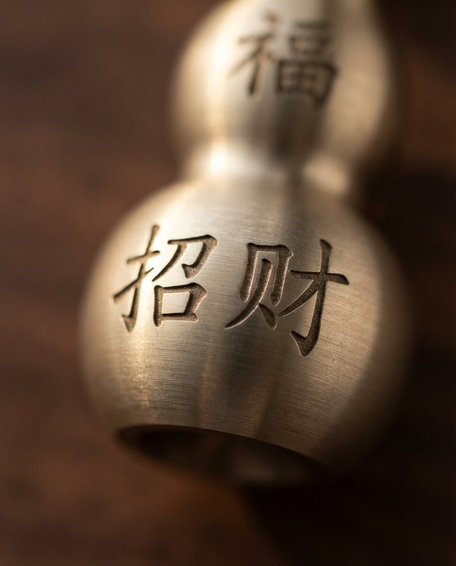 Chinese Taoist Feng Shui Titanium Straight Gourd Five Emperor Coins Chinese Knot Charm – Protection, Wealth Luck, Energy Balance & Good Fortune Amulet