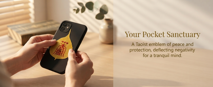 Chinese Peace & Protection Talisman Bodhi Leaf Phone Sticker – Taoist Blessing Charm for Safety, Balance & Positive Energy
