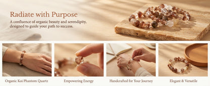 Koi Fish Cherry Blossom Crystal Bracelet – Natural Crystal Bracelet for Career Growth, Good Fortune & Positive Connection