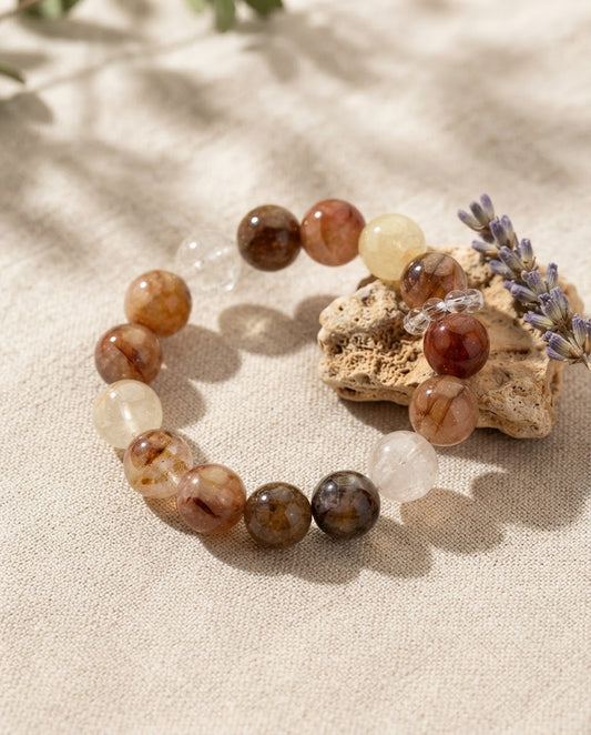 Koi Fish Cherry Blossom Crystal Bracelet – Natural Crystal Bracelet for Career Growth, Good Fortune & Positive Connection