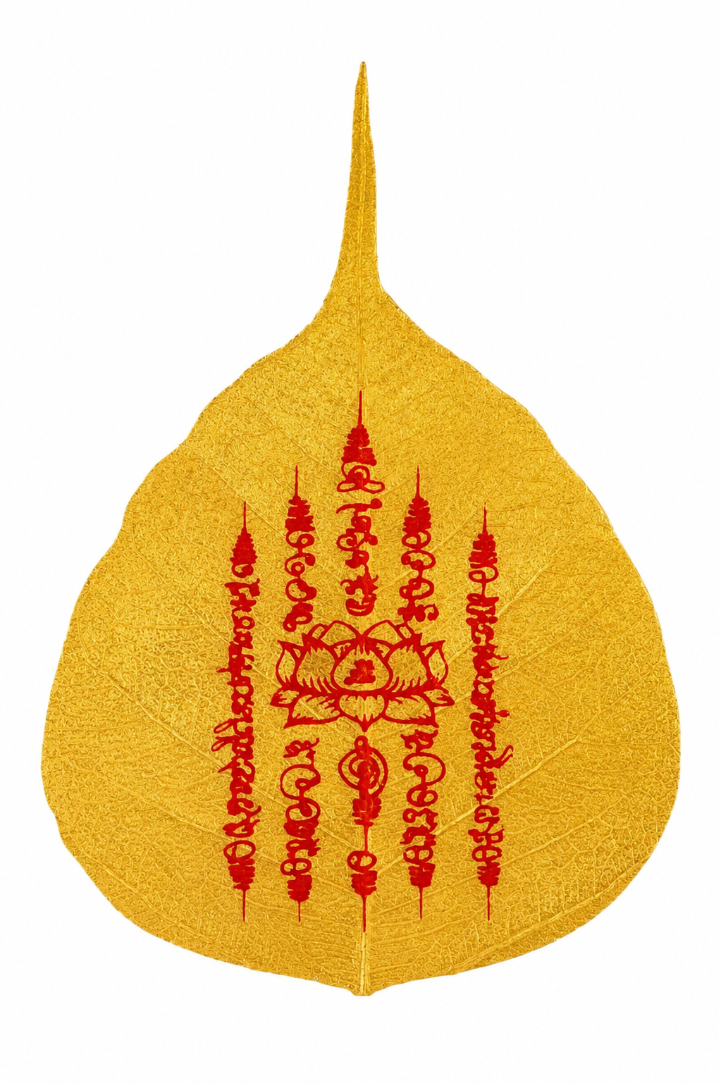 Natural Bodhi Leaf Five Pagoda Talisman Phone Charm – Chinese Taoist Inspired Blessing Amulet for Luck, Success & Protection