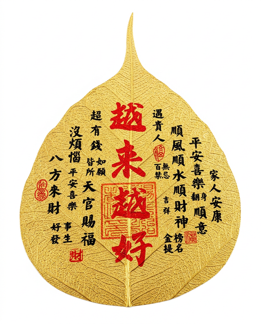 Chinese Better Fortune Talisman Bodhi Leaf Phone Sticker – Taoist Blessing Charm for Positive Energy, Protection & Life Improvement