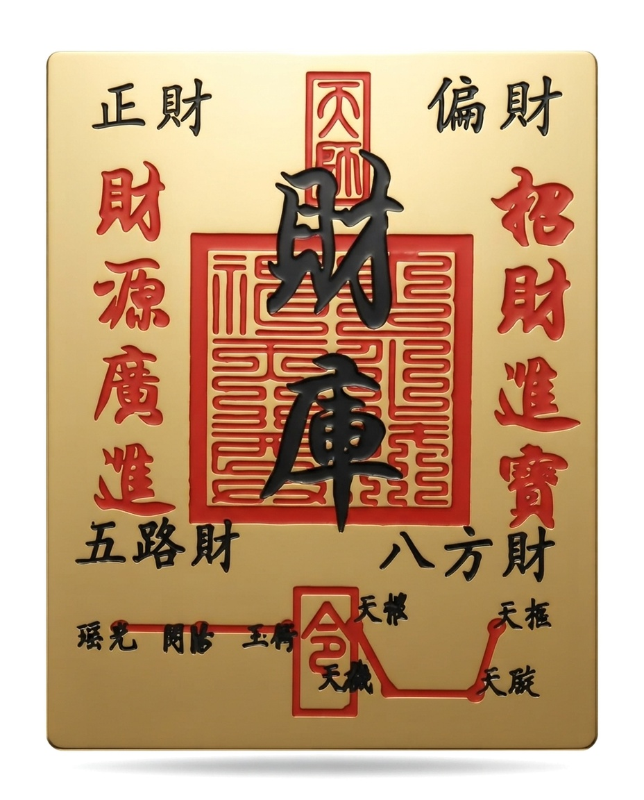 Feng Shui Wealth Talisman – Five Directions Prosperity Charm Inspired by Chinese Taoist Tradition