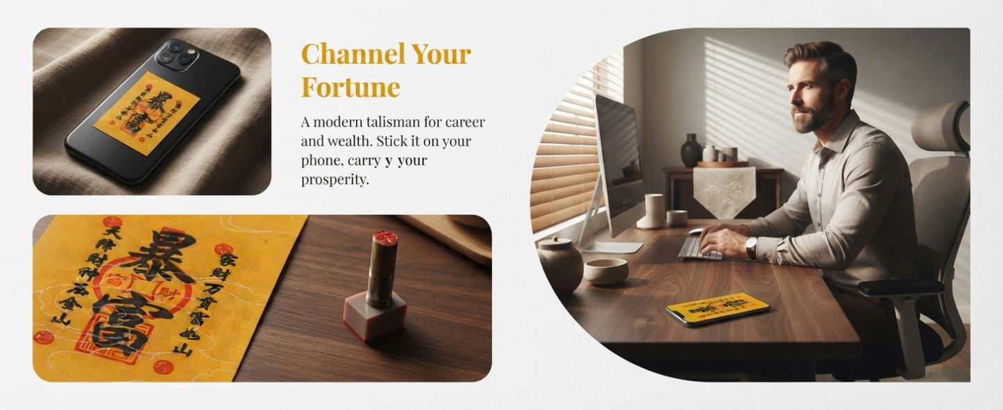 Taoist Wealth Blessing Talisman – Chinese Prosperity Charm for Abundance, Success & New Opportunities