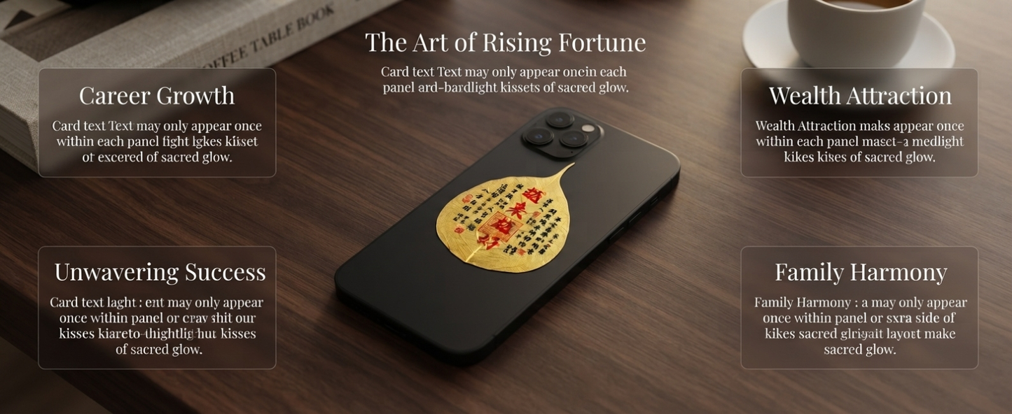 Chinese Better Fortune Talisman Bodhi Leaf Phone Sticker – Taoist Blessing Charm for Positive Energy, Protection & Life Improvement