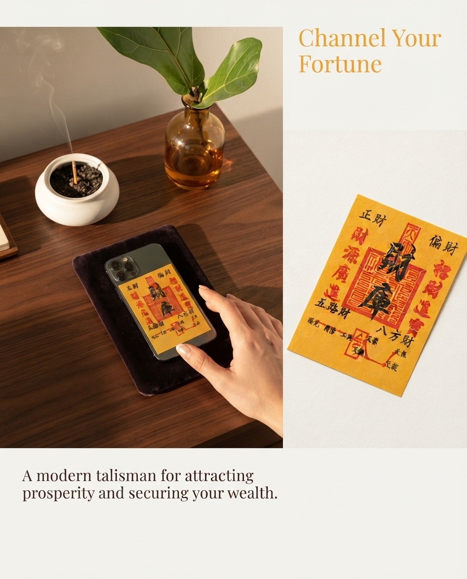 Feng Shui Wealth Talisman – Five Directions Prosperity Charm Inspired by Chinese Taoist Tradition