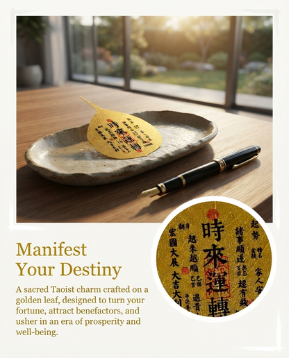 Chinese Turning Fortune Talisman Bodhi Leaf Phone Sticker – Taoist Blessing Charm for Positive Change, Success & New Opportunities