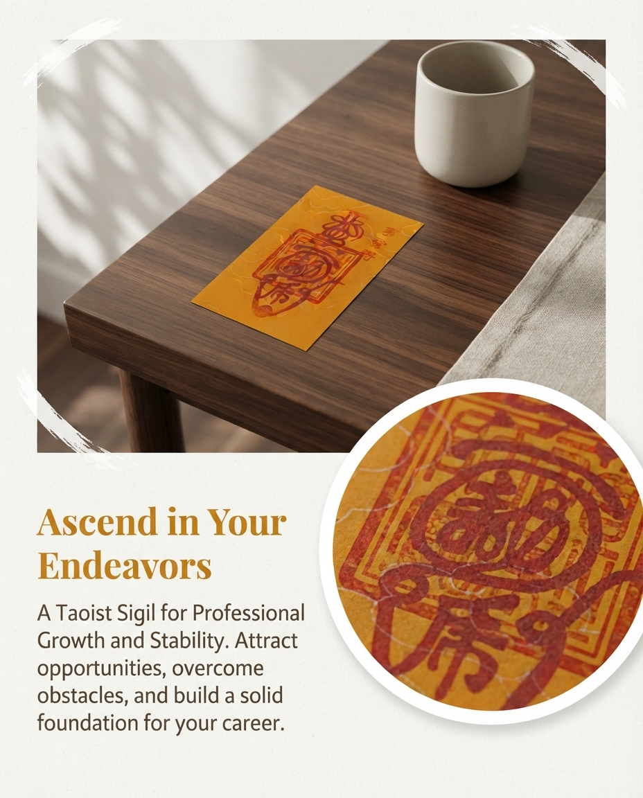 Taoist Career Success Talisman – Chinese Blessing Charm for Professional Growth, Opportunity & Achievement