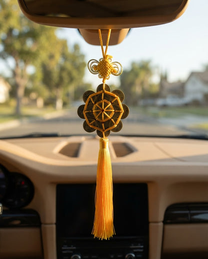 Chinese Taoist Feng Shui 36 Emperor Coins Bagua Plum Blossom Fortune Knot Charm – Career Success, Wealth Luck, Protection & Five-Way Prosperity Amulet