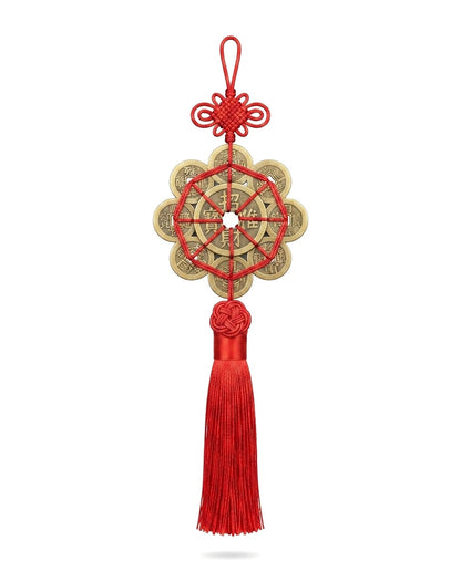 Chinese Taoist Ten Emperor Coins Feng Shui Copper Charm – Wealth Protection & Energy Balance Hanging Ornament