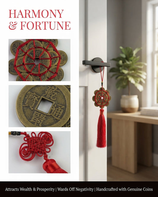 Chinese Taoist Ten Emperor Coins Feng Shui Copper Charm – Wealth Protection & Energy Balance Hanging Ornament
