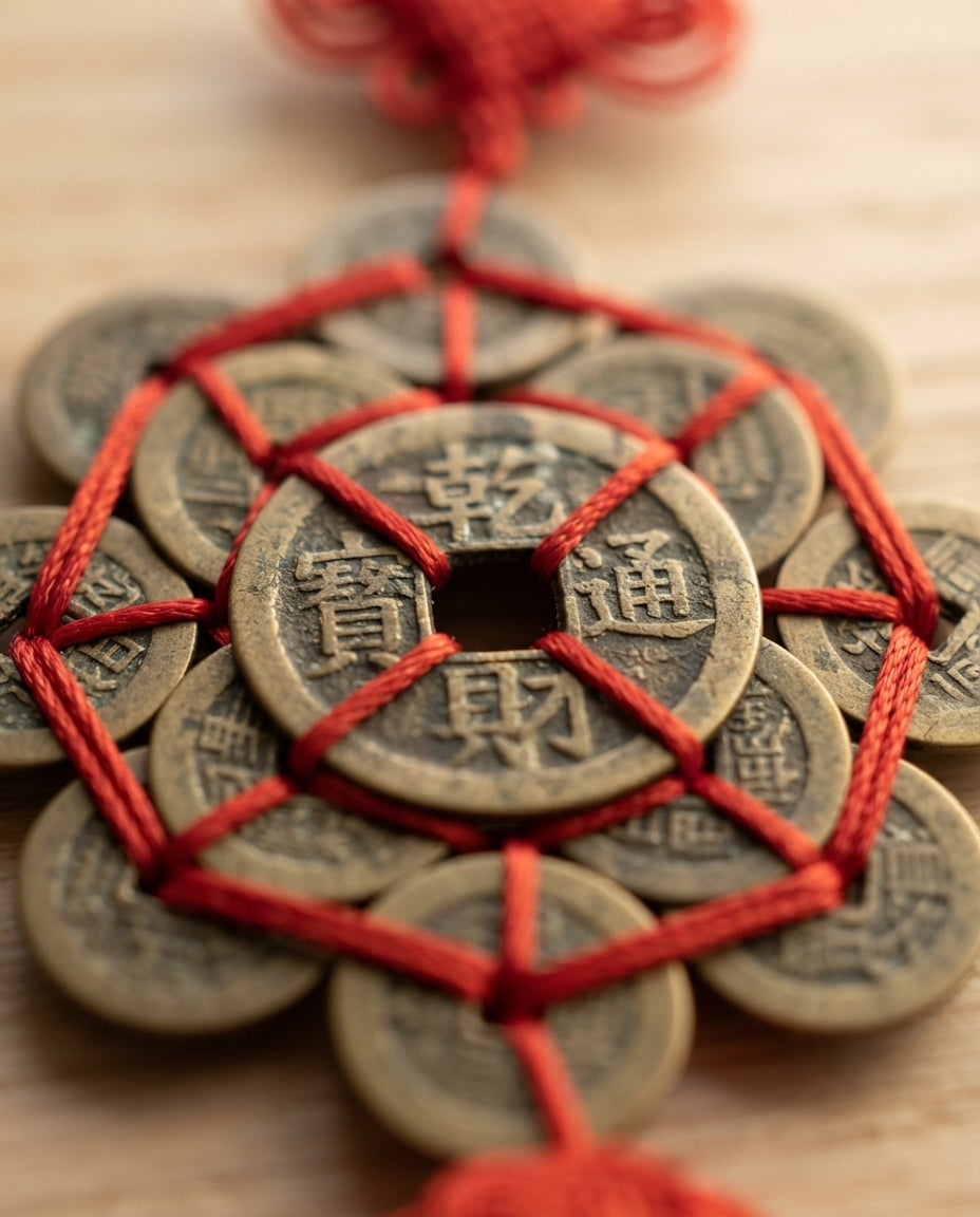 Chinese Taoist Ten Emperor Coins Feng Shui Copper Charm – Wealth Protection & Energy Balance Hanging Ornament