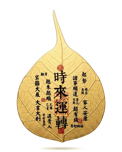 Chinese Turning Fortune Talisman Bodhi Leaf Phone Sticker – Taoist Blessing Charm for Positive Change, Success & New Opportunities