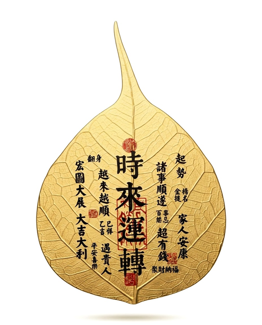 Chinese Turning Fortune Talisman Bodhi Leaf Phone Sticker – Taoist Blessing Charm for Positive Change, Success & New Opportunities