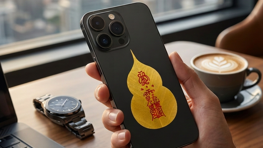 Chinese Prosperity Talisman Bodhi Leaf Phone Sticker 3
