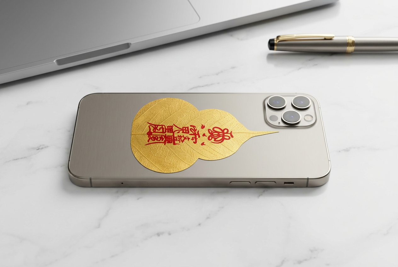 Chinese Prosperity Talisman Bodhi Leaf Phone Sticker 4
