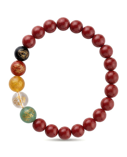 Emperor Cinnabar Single Strand Bracelet | Traditional Chinese Red Cinnabar Jewelry for Protection, Luck & Wealth Symbolism