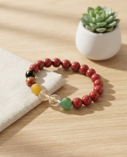 Emperor Cinnabar Single Strand Bracelet | Traditional Chinese Red Cinnabar Jewelry for Protection, Luck & Wealth Symbolism