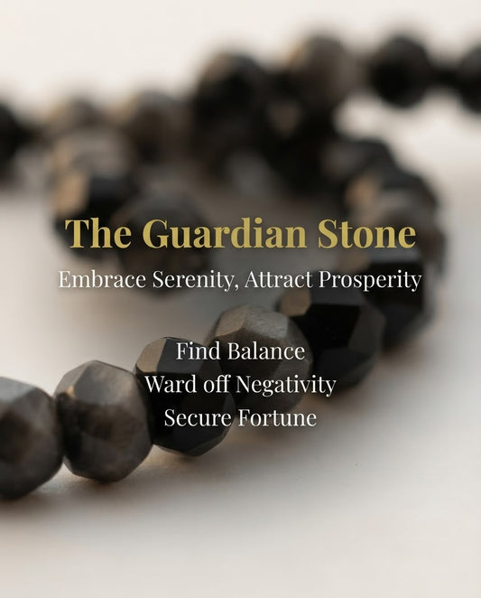 Faceted Silver Obsidian Single Strand Bracelet | Natural Black Crystal Jewelry for Protection, Calm Mind & Positive Energy
