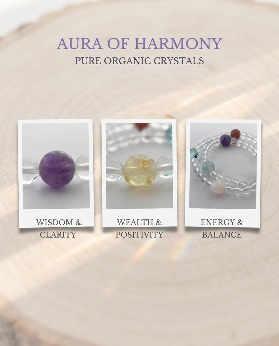 Clear Quartz Multi-Stone Double Strand Bracelet – Natural Crystal Bracelet for Prosperity, Clarity & Positive Connections