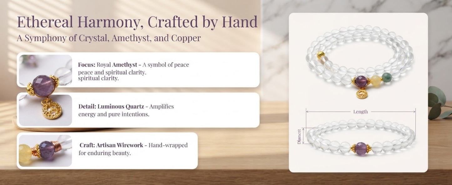 White Crystal Fortune Balance Double-Wrap Bracelet