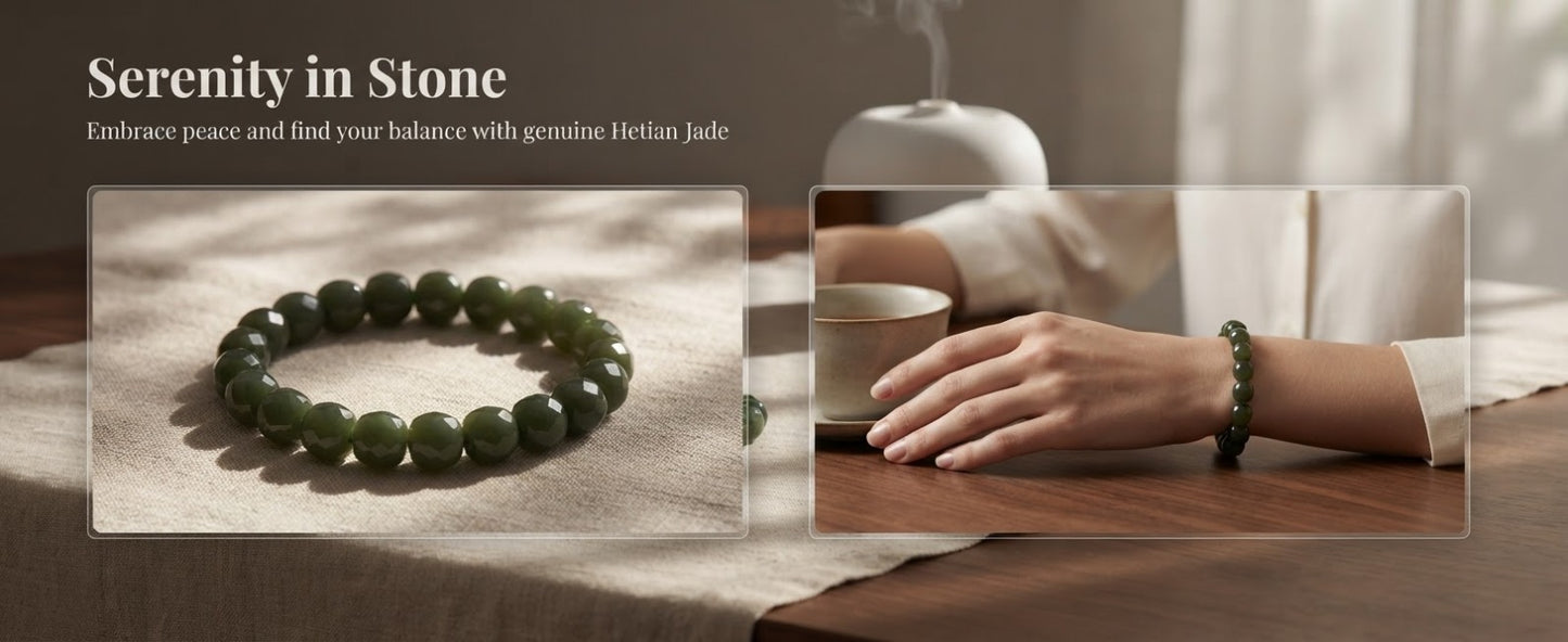 Hetian Jade Aqua Bead Bracelet | Natural Chinese Jade Jewelry for Calm Energy, Balance & Smooth Life Journey