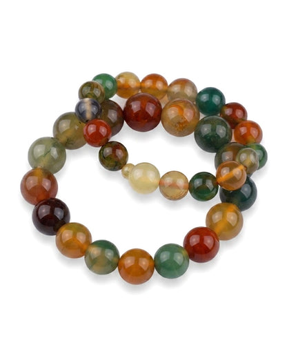 Peacock Agate Single Strand Bracelet | Natural Green Agate Jewelry for Luck, Protection, Peace & Positive Energy