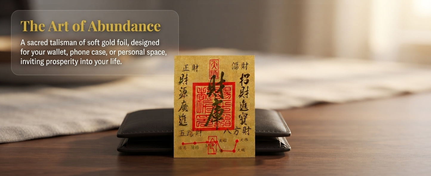 Five Directions Wealth Guardian Talisman | Traditional Taoist Gold Foil Charm Inspired by Chinese Fortune Culture
