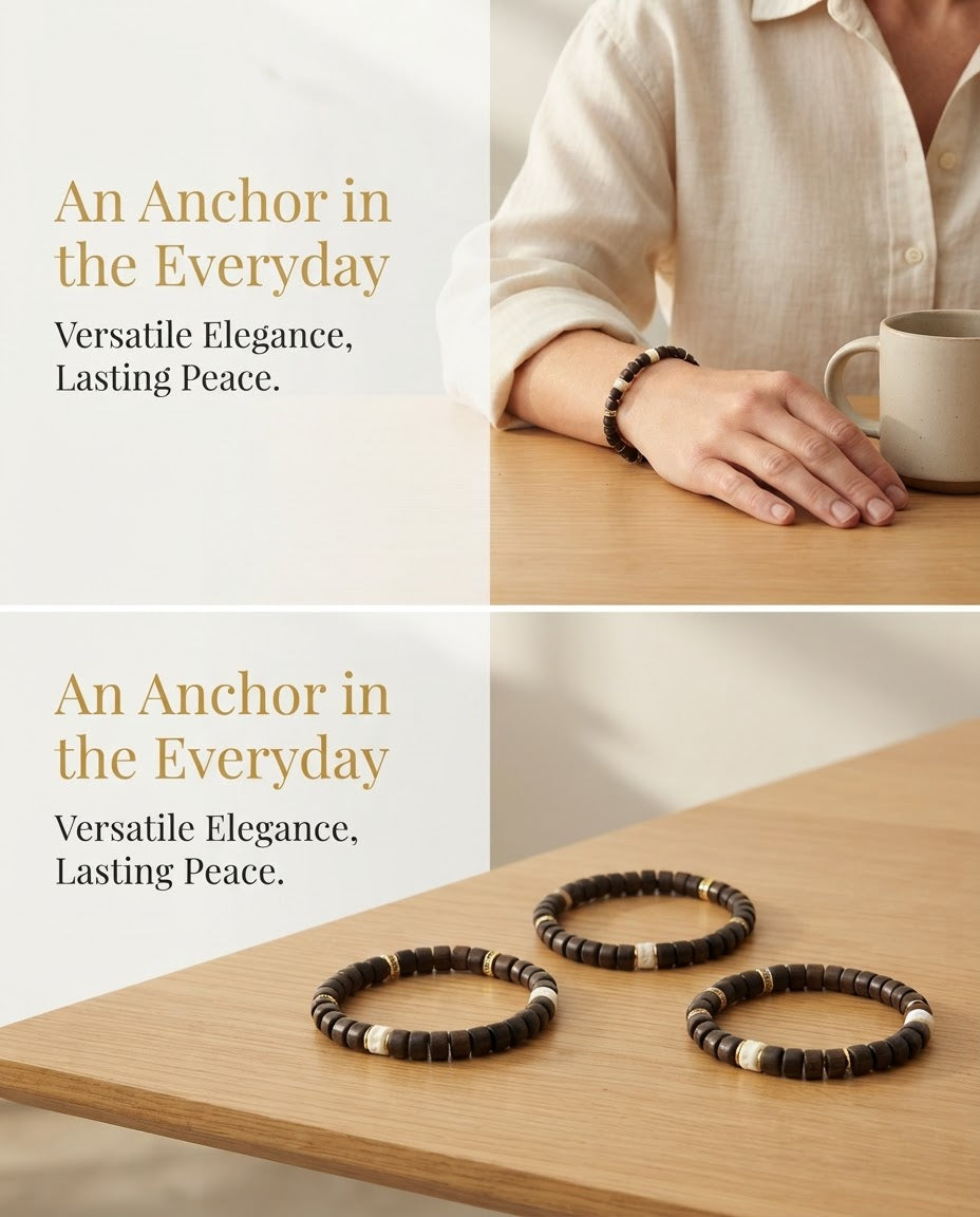 Agarwood & Bodhi Seed Multi-Stone Bracelet – Natural Wood Bracelet for Calm Energy, Harmony & Prosperity Symbolism