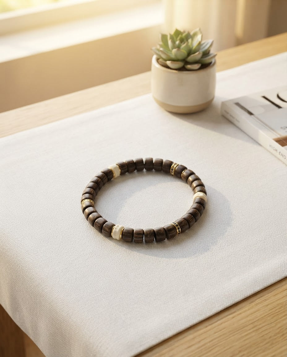 Agarwood & Bodhi Seed Multi-Stone Bracelet – Natural Wood Bracelet for Calm Energy, Harmony & Prosperity Symbolism