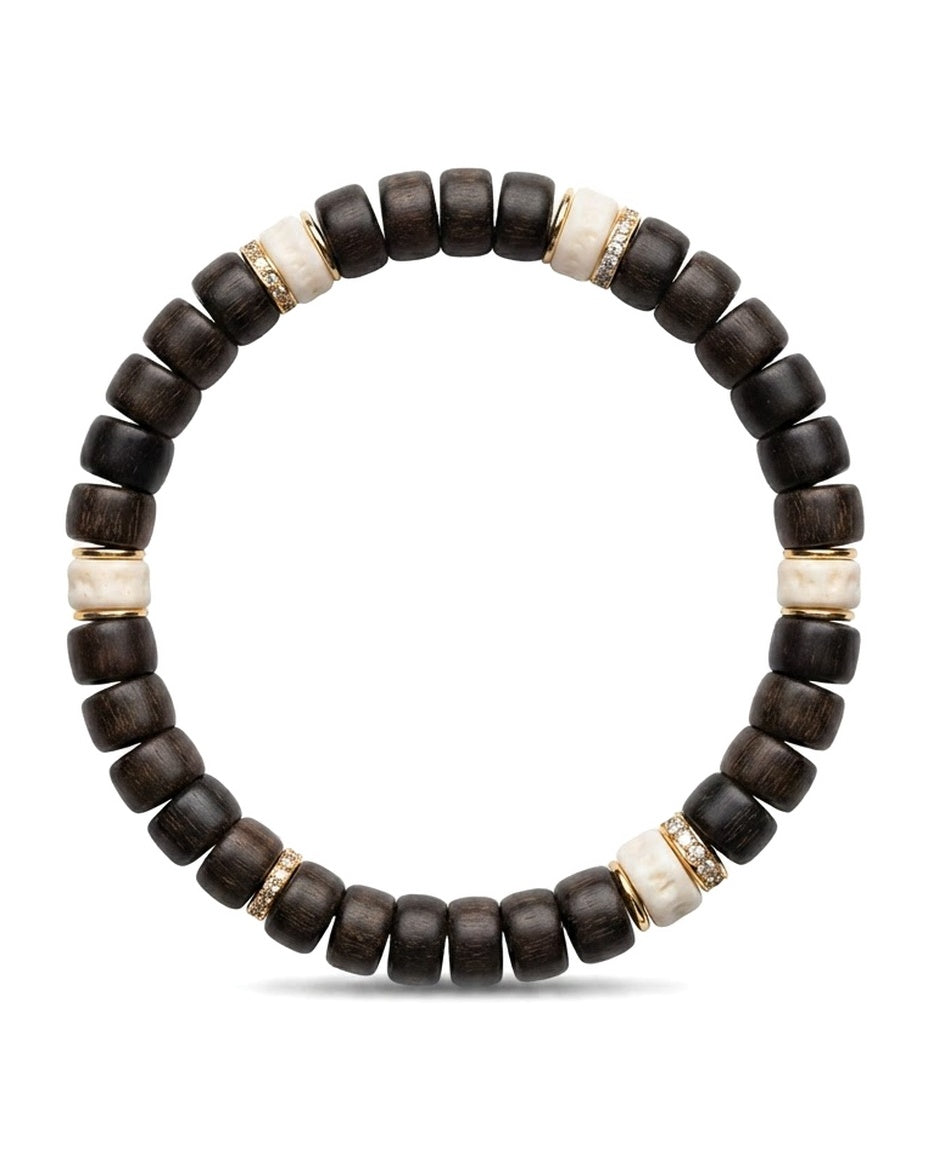 Agarwood & Bodhi Seed Multi-Stone Bracelet – Natural Wood Bracelet for Calm Energy, Harmony & Prosperity Symbolism