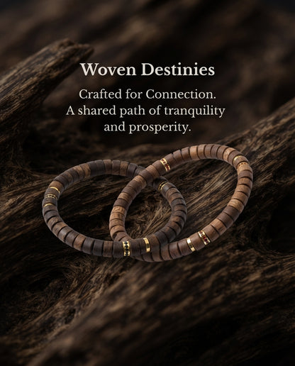 Agarwood Couple Bracelet Set – Natural Sandalwood Inspired Matching Bracelets for Harmony, Calm Energy & Meaningful Connection
