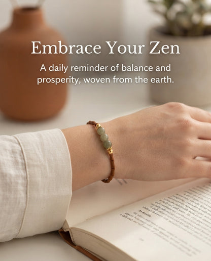Olive Kernel Bamboo Bead Bracelet – Natural Wood Bracelet with Cinnabar Accent for Growth, Balance & Positive Energy