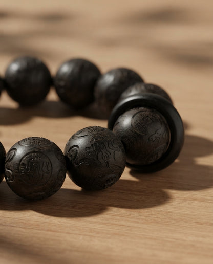 Black Sandalwood Pixiu Fortune Bracelet – Feng Shui Inspired Wooden Bracelet for Prosperity, Confidence & Positive Energy