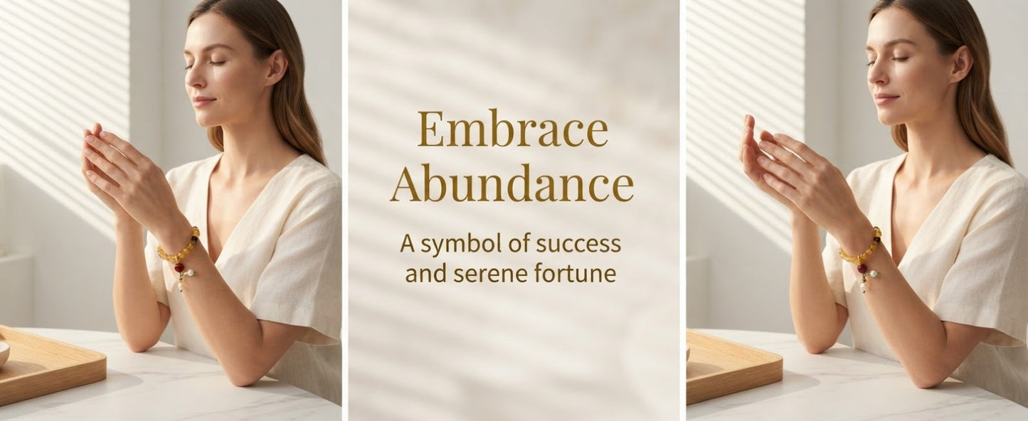 Golden Crystal Pearl Gourd Bracelet – Feng Shui Inspired Bracelet for Success, Prosperity & Positive Energy