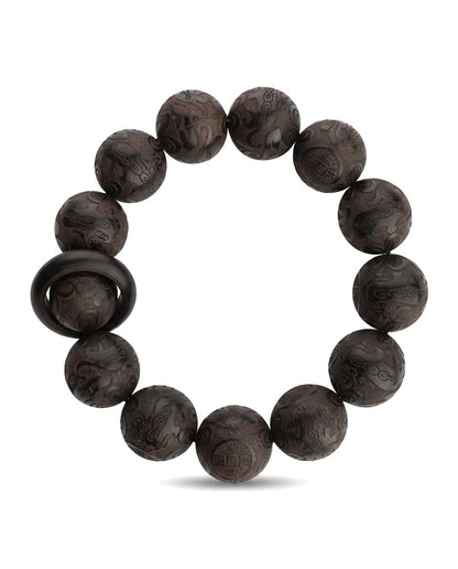 Black Sandalwood Pixiu Fortune Bracelet – Feng Shui Inspired Wooden Bracelet for Prosperity, Confidence & Positive Energy