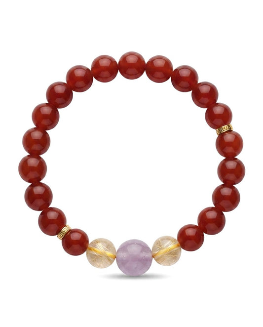 Red Agate Fortune & Blessing Multi-Stone Bracelet – Natural Crystal Bracelet for Prosperity, Confidence & Positive Connections