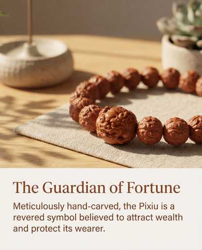 Red Sandalwood Pixiu Bracelet – Chinese Inspired Wooden Bracelet for Prosperity, Protection Symbolism & Positive Energy