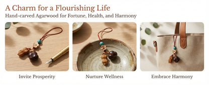 Handcrafted Chinese Wooden Pumpkin & Peanut Blessing Ornament – Traditional Charm for Prosperity, Abundance & Good Fortune