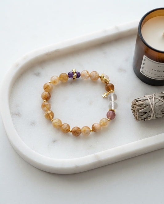 Golden Crystal Flower Basket Bracelet – Feng Shui Inspired Jewelry for Prosperity, Blessings & Positive Connections