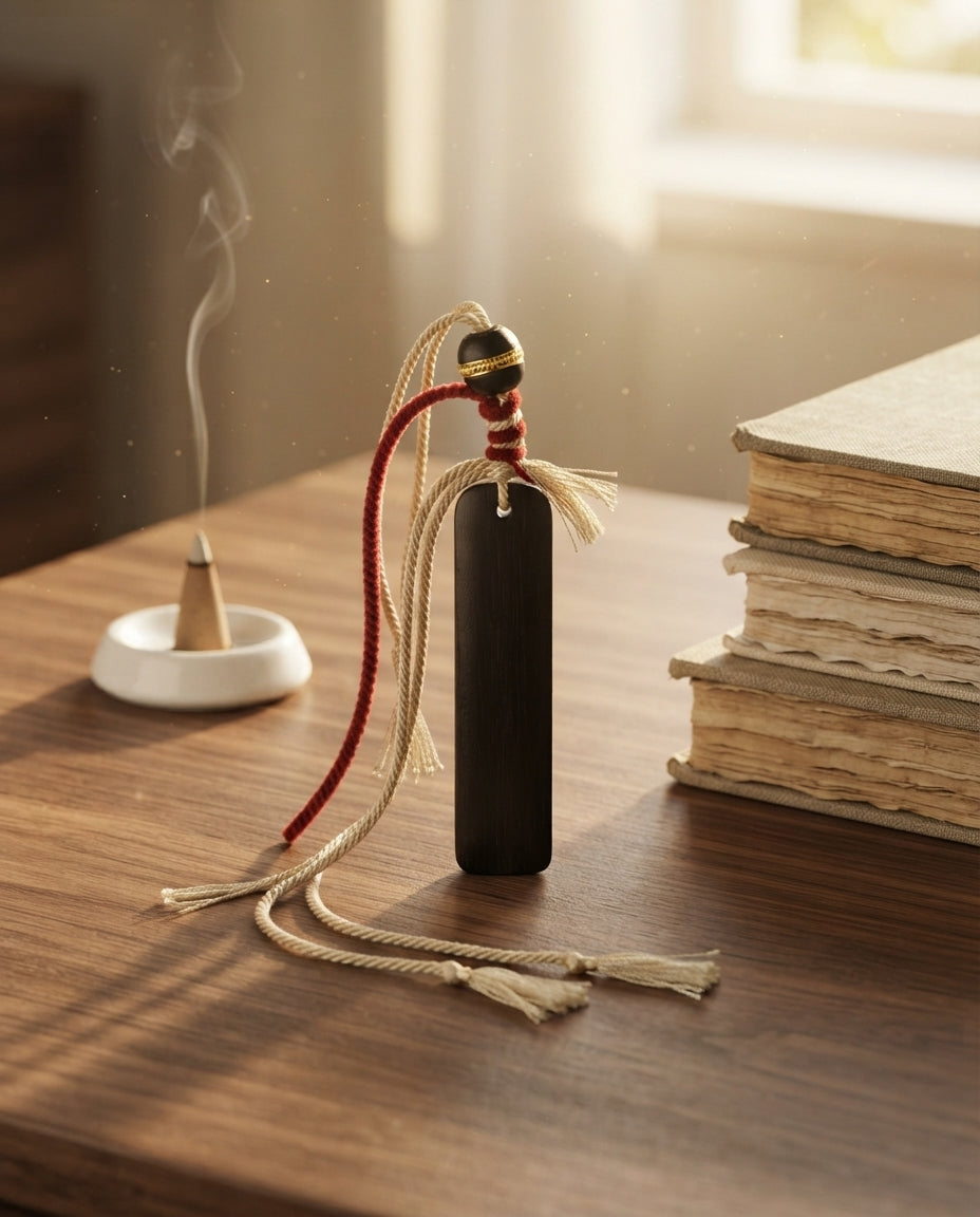 Thai Ebony Wood Five Sacred Verses Pendant – Traditional Buddhist Inspired Charm for Prosperity, Harmony & Positive Energy