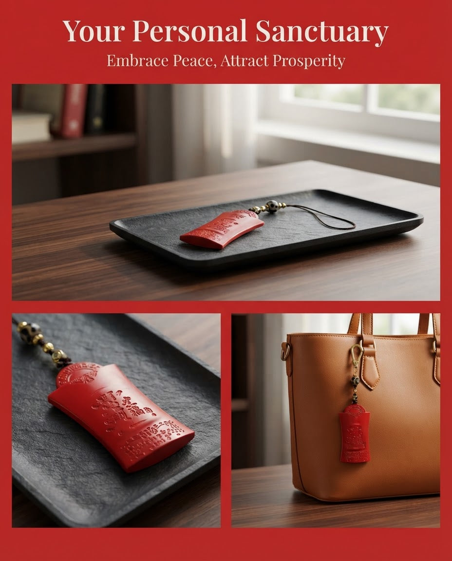 Cinnabar Tai Sui General Blessing Pendant – Traditional Chinese Zodiac Charm for Harmony, Protection Symbol & Positive Energy