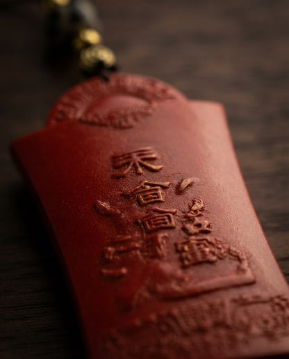 Cinnabar Tai Sui General Blessing Pendant – Traditional Chinese Zodiac Charm for Harmony, Protection Symbol & Positive Energy