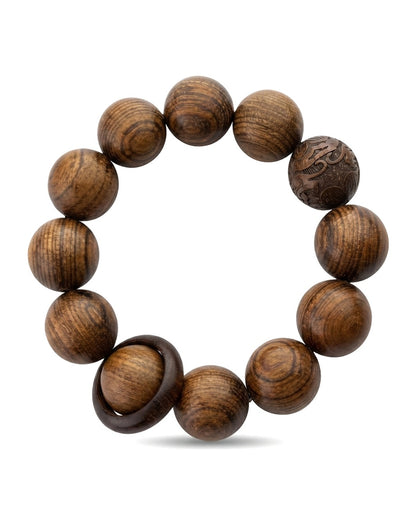 Huanghuali Wood Pixiu Rotating Ring Bracelet – Premium Chinese Wood Bracelet for Prosperity, Calm Energy & Positive Opportunities