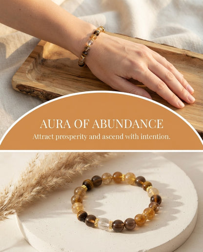 Golden Citrine Fortune Trio Bracelet – Multi-Stone Crystal Bracelet for Prosperity, Success & Positive Opportunities