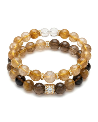 Golden Citrine Fortune Trio Bracelet – Multi-Stone Crystal Bracelet for Prosperity, Success & Positive Opportunities