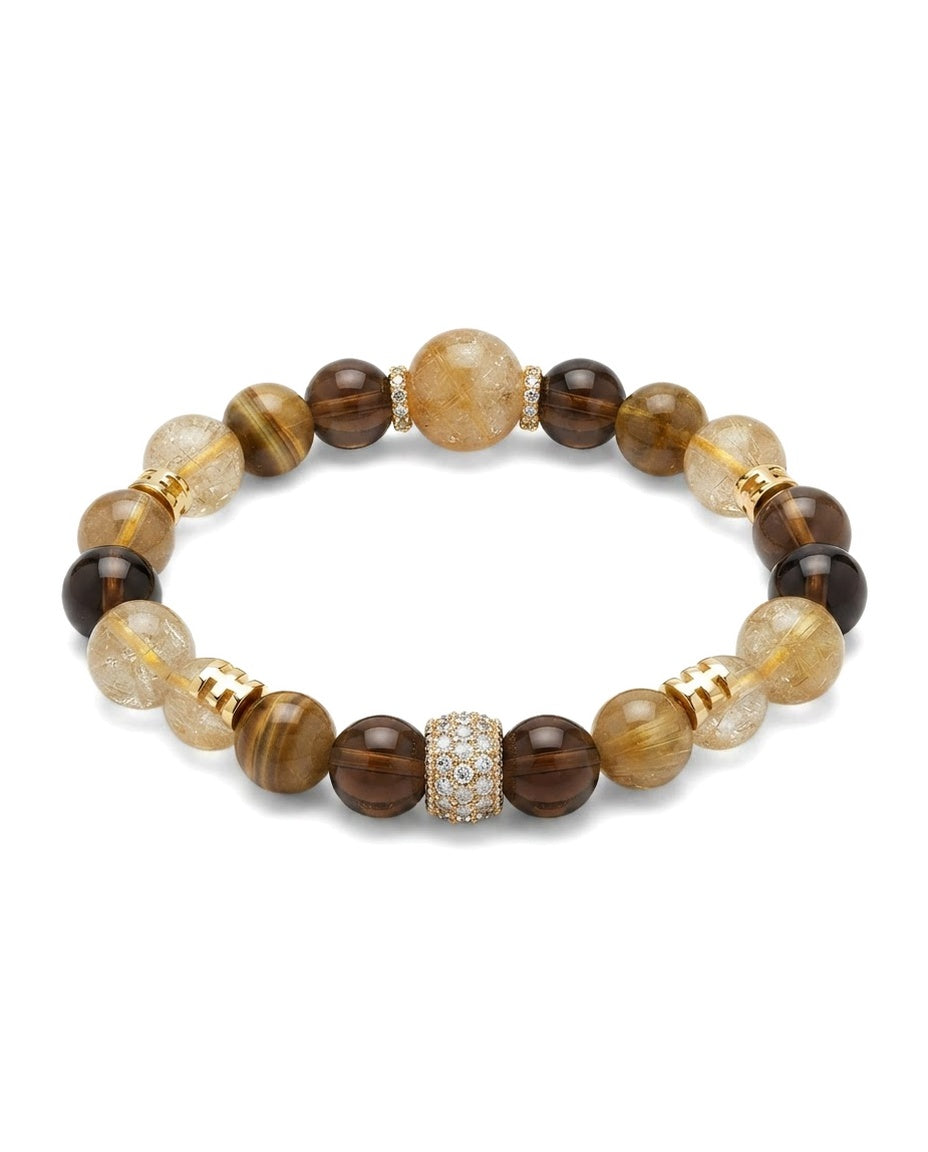 Golden Citrine Fortune Trio Bracelet – Multi-Stone Crystal Bracelet for Prosperity, Success & Positive Opportunities
